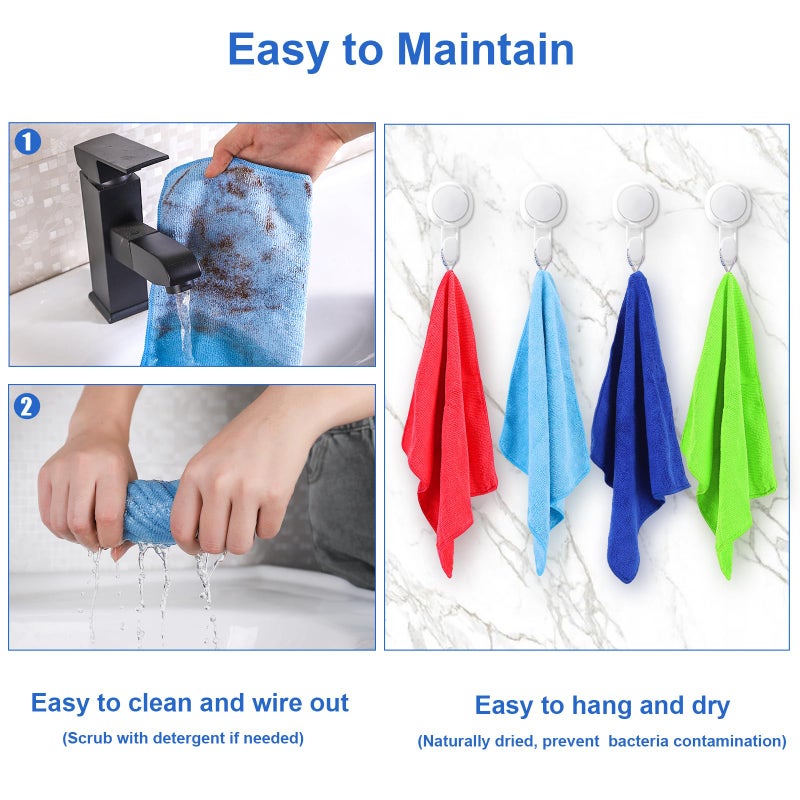 ovwo 12Pcs Premium Microfiber Cleaning Cloth, Highly Absorbent Household Cleaning Supplies - for Kitchen Towels, Dish Cloths, Dust Rag - Image 5